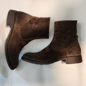 Muller Dark Brown Adam Derrick Waxed Suede  Plain Toe Zip Boot Size 11 Mens